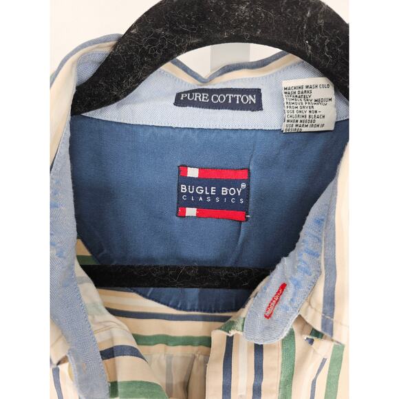 Bugle Boy Classics Mens Short Sleeve Stiped Multicolor Button Down Shirt Size XL - Picture 3 of 5